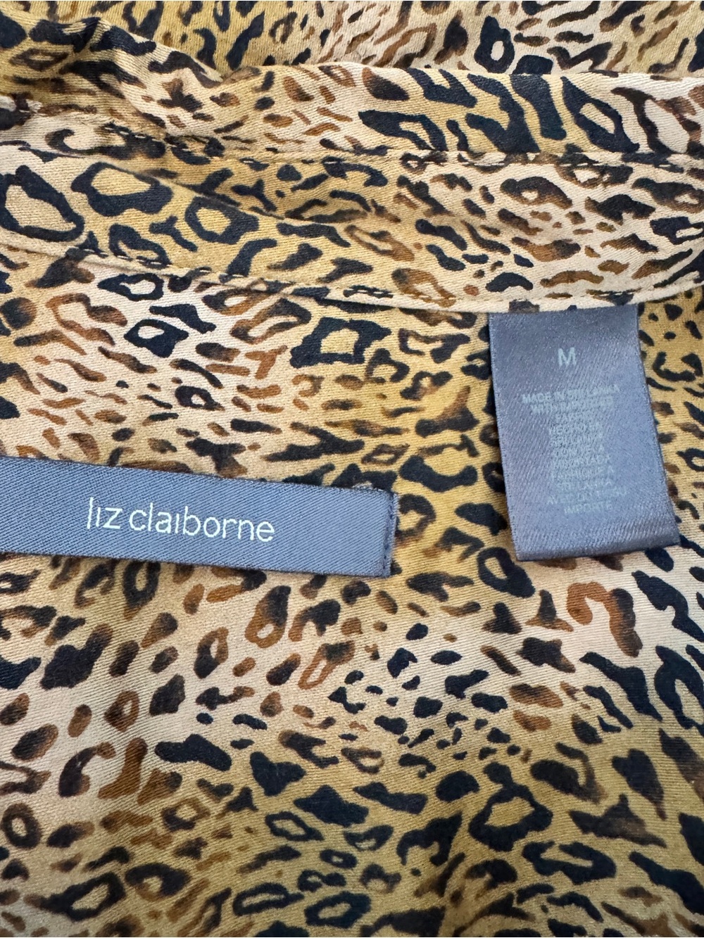 Liz Claiborne Leopard Print Button Front Blouse 100% Cotton Size M - Picture 4 of 5